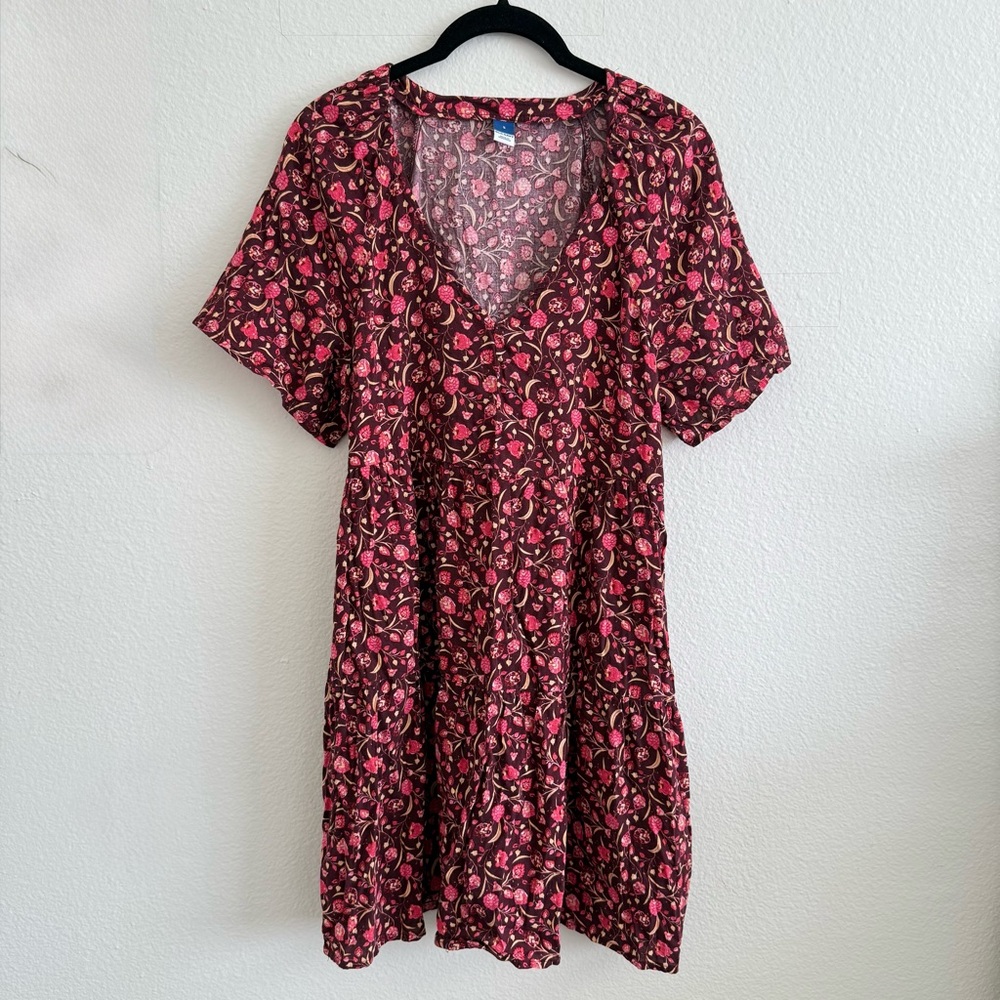 Old Navy Black and Pink Floral Mini Dress